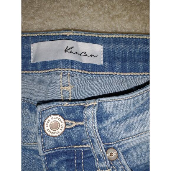 Kancan Women's "Cassandra" Mid Rise Super Skinny Frayed Distressed Sz 23 Raw Hem - Picture 5 of 13